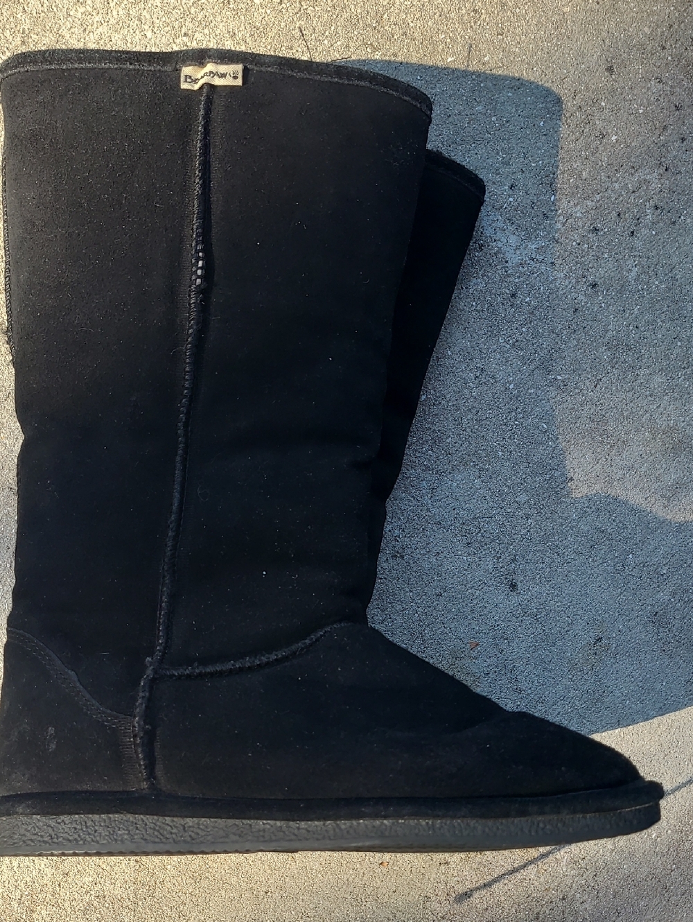 BearPaw Black Women's Suede Genuine Sheepskin Lining  Tall Winter Boots 9